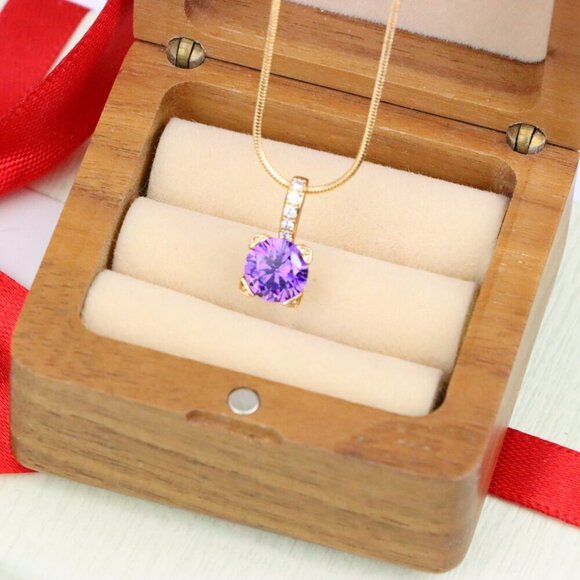 Chic Purple Round Pendant with Gold Plated Accent Bail – Elegant Finish,XPPT1718 - Picture 8 of 13